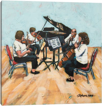 String Quartet Canvas Art Print - Piano Art