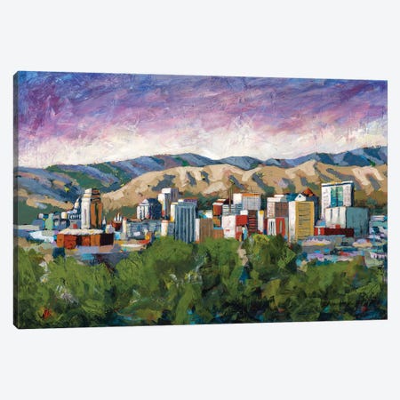 Salt Lake City Skyline Canvas Print #SEH69} by Stephanie Hock Art Print