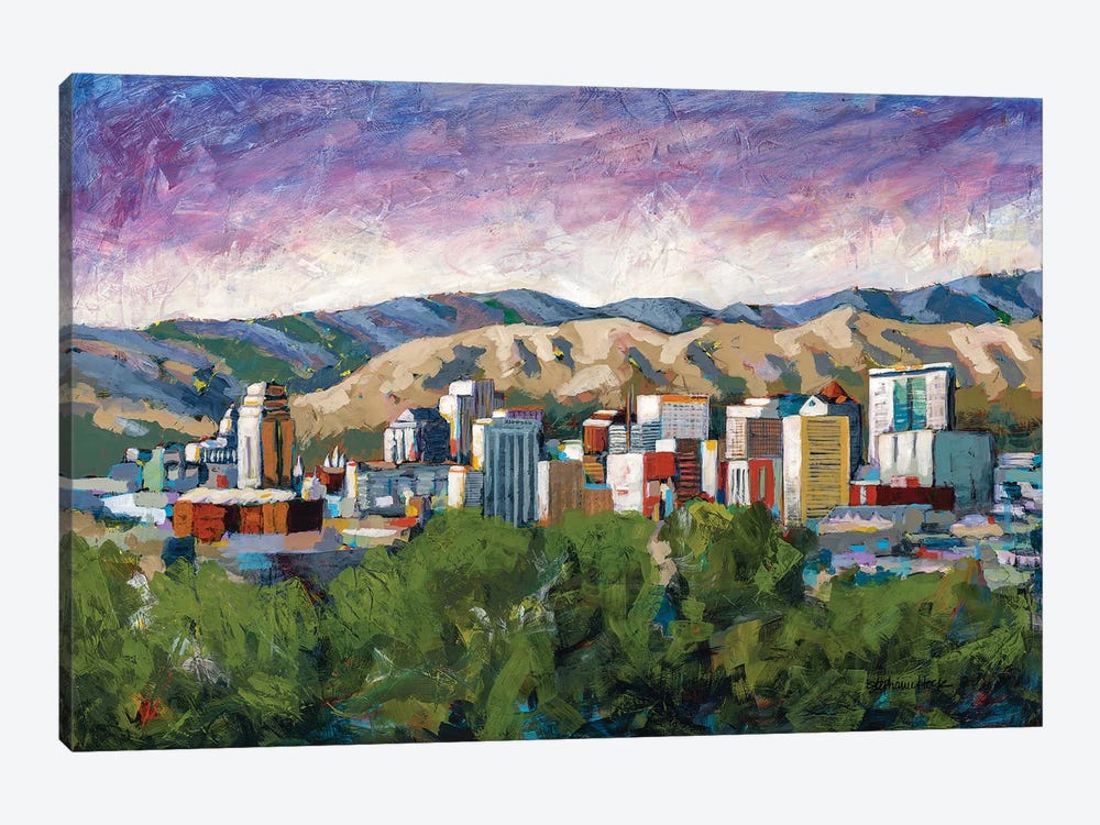 Salt Lake City Skyline by Stephanie Hock 1-piece Canvas Wall Art
