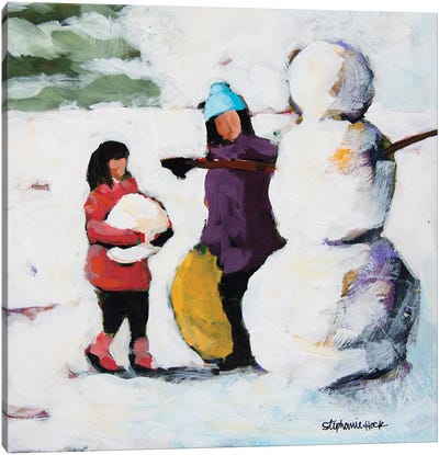 Building Together Canvas Art Print - Snowman Art
