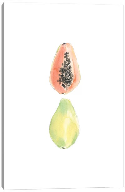 Papaya Slice Canvas Art Print - Food & Drink Still Life