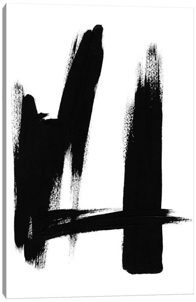 Brush Absract No. 2 Canvas Art Print - Black & White Minimalist Décor