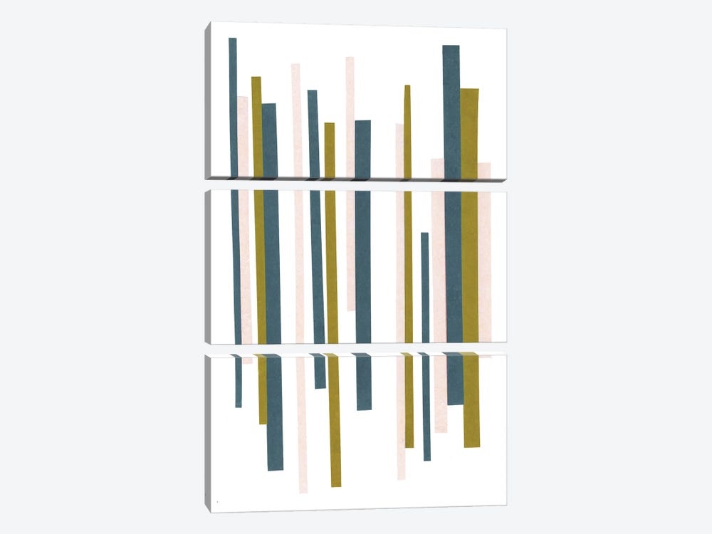Retro Stripes No. 2 by Melissa Selmin 3-piece Canvas Print