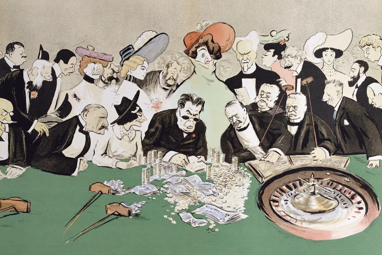Gamblers In The Casino At Monte-Carlo, c.1910 by Sem wall art