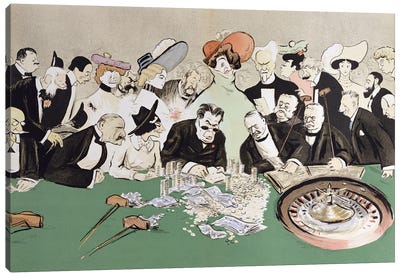 Gamblers In The Casino At Monte-Carlo, c.1910 Canvas Art Print - Monaco