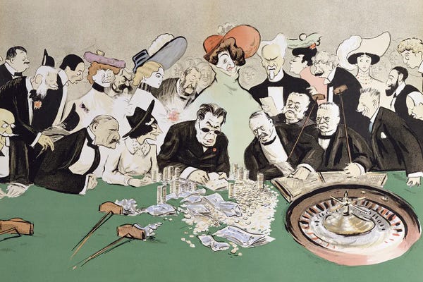 Gambling: Gamblers In The Casino At Monte-Carlo, c.1910 by Sem