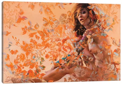 Autumn Damask Canvas Art Print - Erotic Art