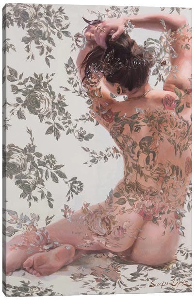 Painted Roses - Lamarque Reprise Canvas Art Print - Sergio Lopez