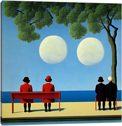 One Moon Two Moons Canvas Art Print - Surrealistly