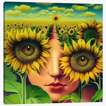 Sun Between Flowers Canvas Print #SEU27} by Surrealistly Canvas Print