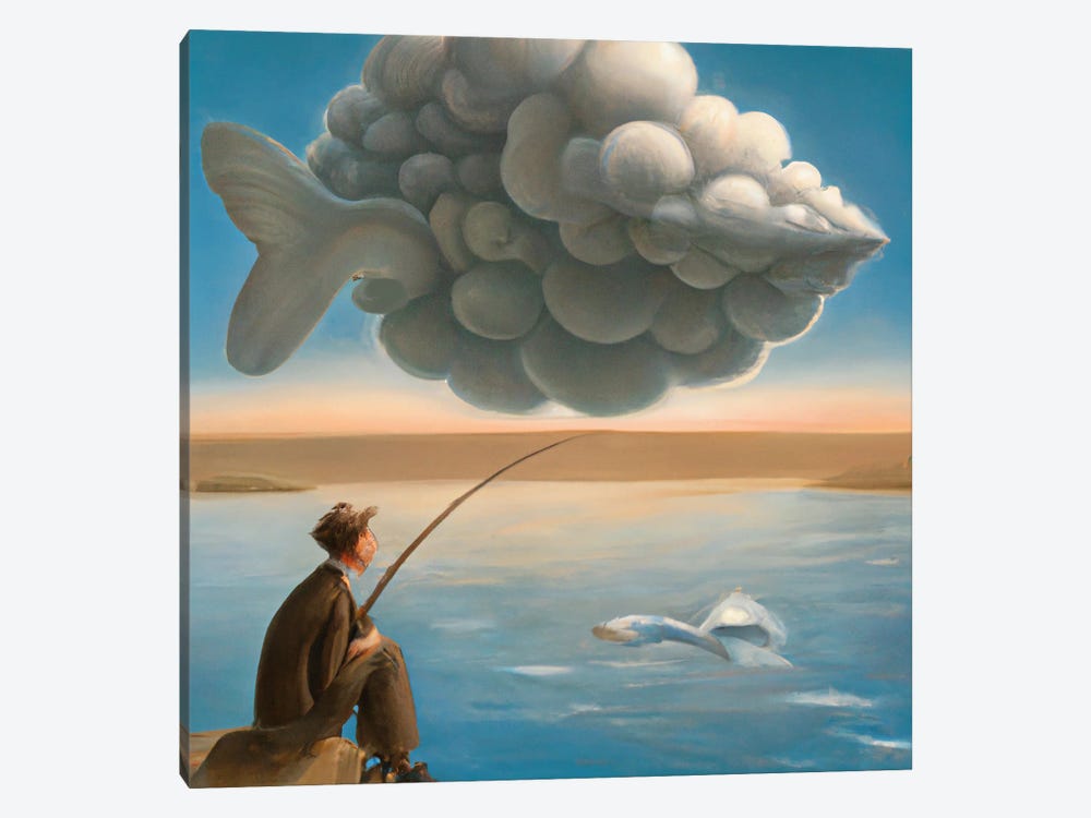 Cloud Fish by Surrealistly 1-piece Canvas Wall Art