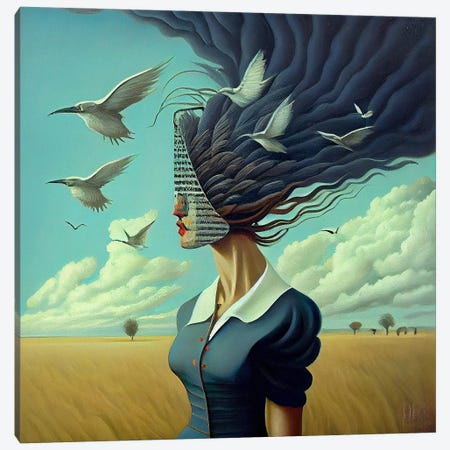 Winged Muse Canvas Print #SEU4} by Surrealistly Canvas Artwork