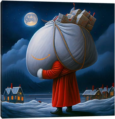 Prime Delivery Canvas Art Print - Santa Claus Art