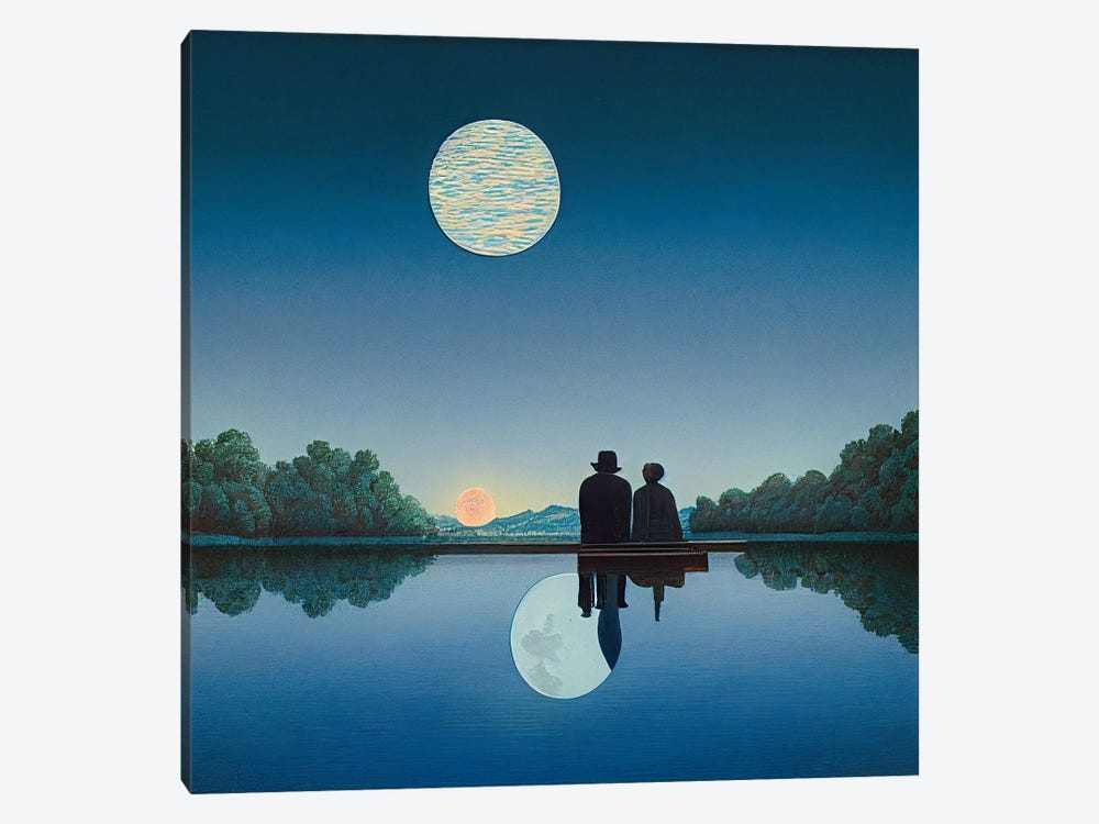 Moon Waves by Surrealistly 1-piece Canvas Art Print