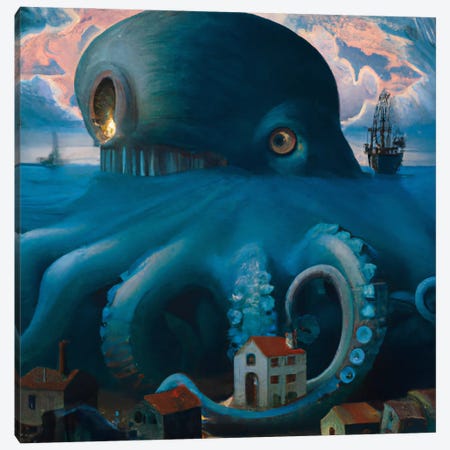 Octopus Cover Canvas Print #SEU74} by Surrealistly Canvas Artwork