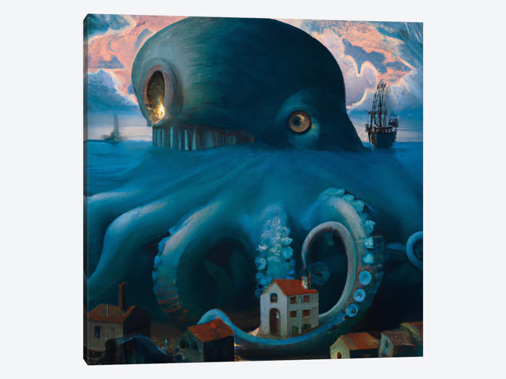 Octopus Cover by Surrealistly 1-piece Canvas Wall Art