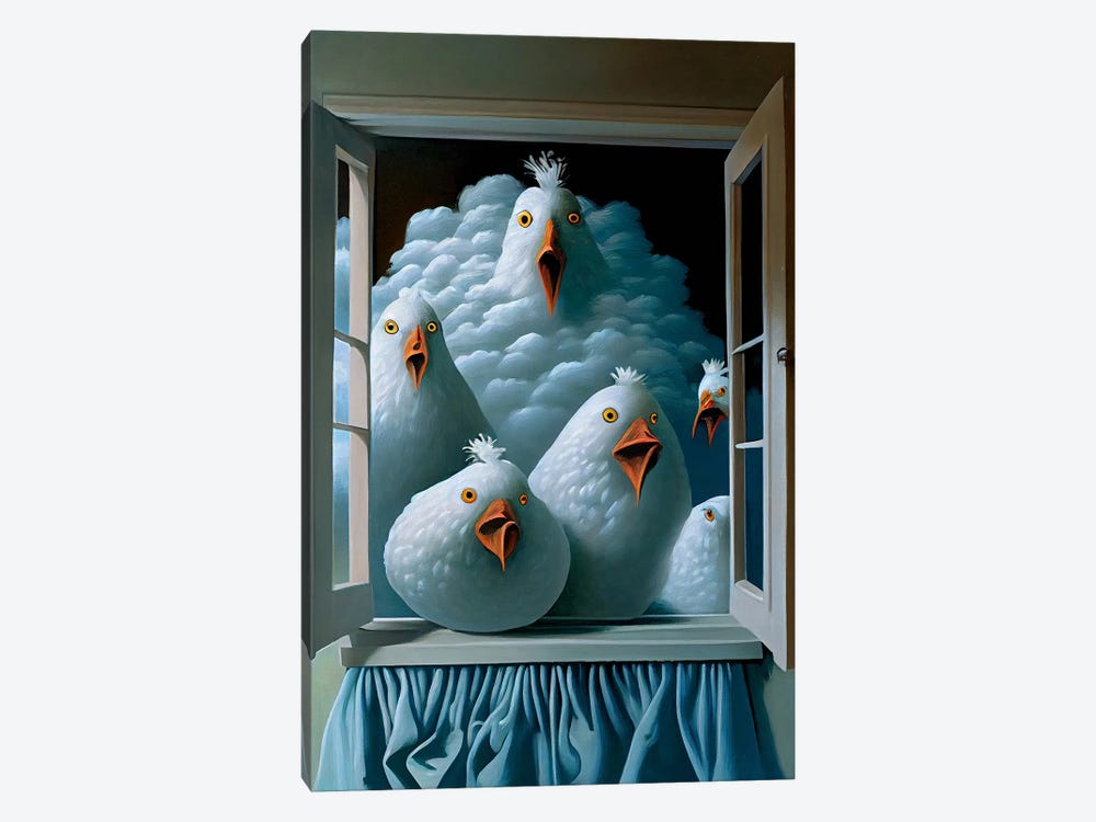 Shocking Chickens by Surrealistly 1-piece Canvas Artwork
