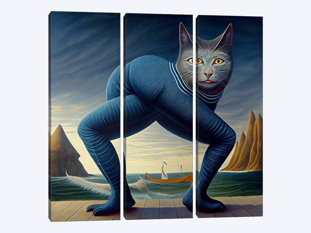 Flexi Feline by Surrealistly 3-piece Canvas Artwork