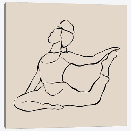 Mermaid Yoga Canvas Print #SEW10} by SEWNPRESS Art Print