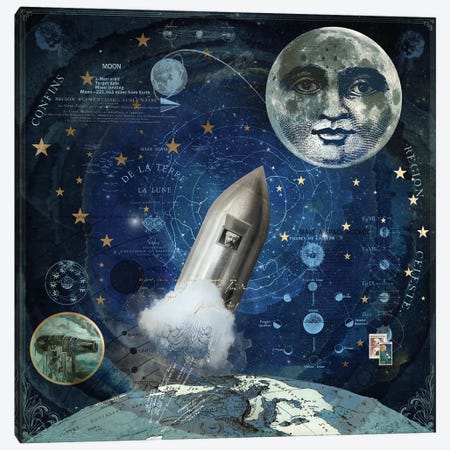 From The Earth To The Moon Canvas Print #SEZ2} by André Sanchez Canvas Artwork