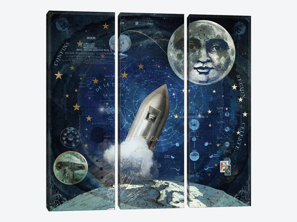From The Earth To The Moon by André Sanchez 3-piece Art Print