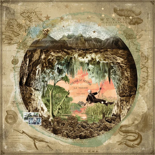 Large Map Art - Canvas Prints: Journey To The Center Of The Earth by André Sanchez