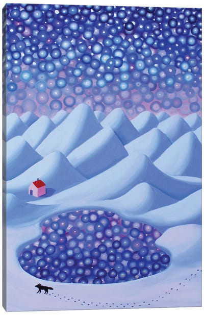 Pink House Canvas Art Print - Snow Art