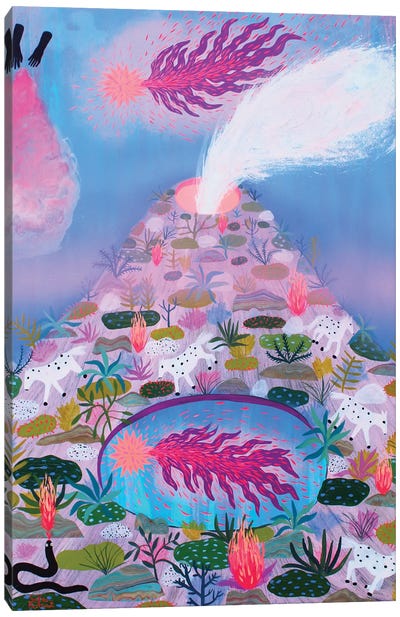 The Energy Of The Pink Volcano Canvas Art Print - Purple Art