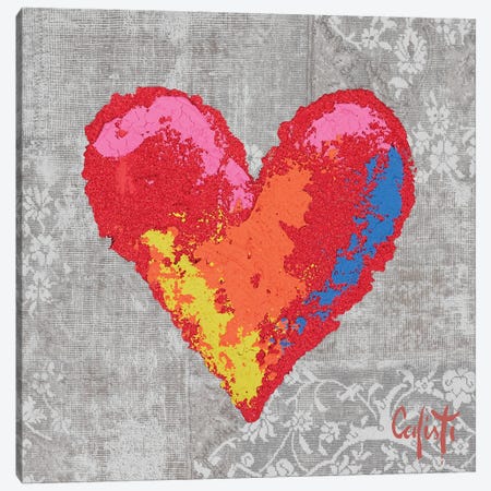 Heart On Gray Canvas Print #SFC10} by Stefano Calisti Canvas Print