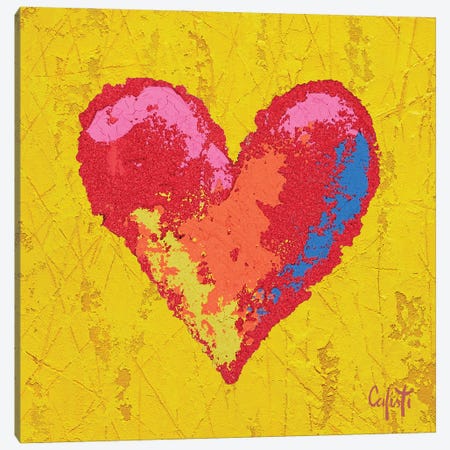 Heart On Yellow Canvas Print #SFC11} by Stefano Calisti Canvas Print