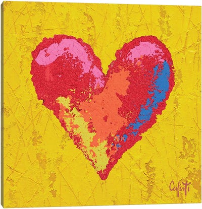 Heart On Yellow Canvas Art Print - Stefano Calisti