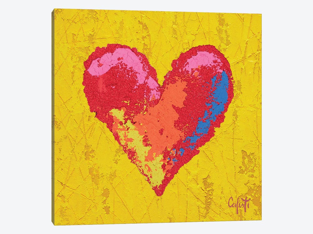 Heart On Yellow by Stefano Calisti 1-piece Canvas Wall Art