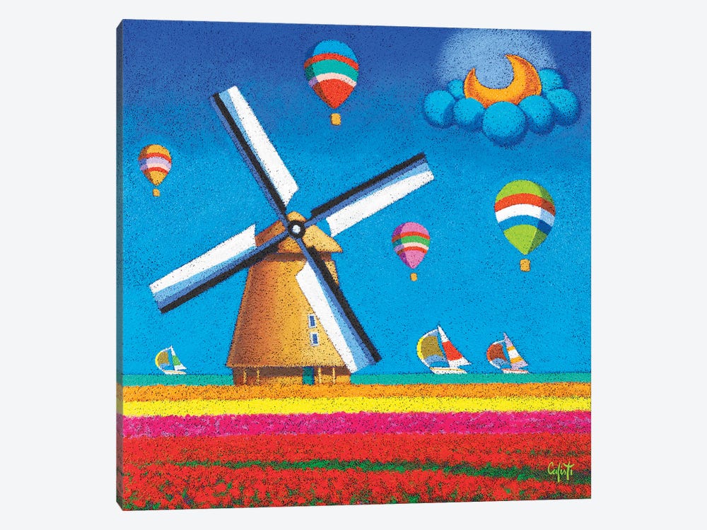 Windmill And Balloons by Stefano Calisti 1-piece Canvas Art Print