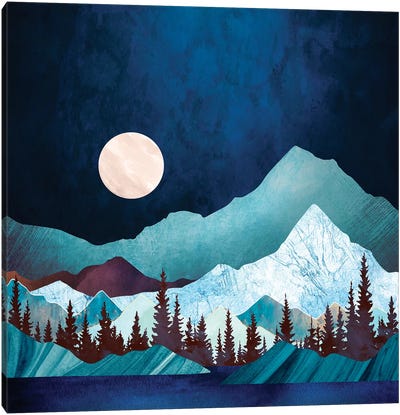 Moon Bay Canvas Art Print - Pantone 2020 Classic Blue