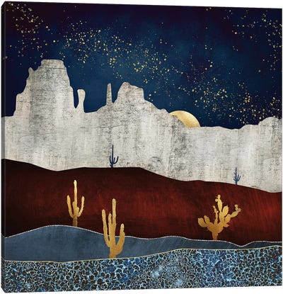 Moonlit Desert Canvas Art Print - Scenic & Landscape Art