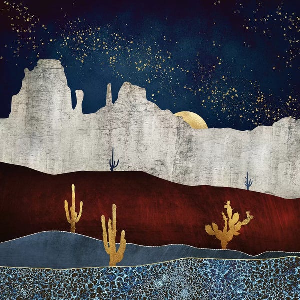 Large Modern Art - Canvas Prints: Moonlit Desert by SpaceFrog Designs
