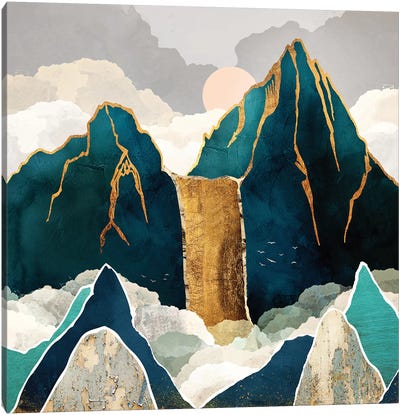 Golden Waterfall Canvas Art Print - SpaceFrog Designs
