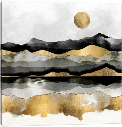 Golden Spring Moon Canvas Art Print - SpaceFrog Designs