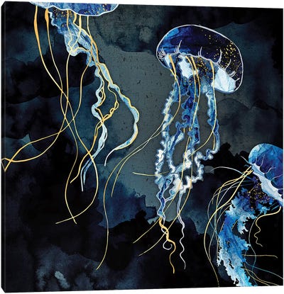 Metallic Ocean III Canvas Art Print - Pantone 2020 Classic Blue