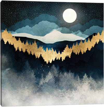 Indigo Night Canvas Art Print - Holiday Décor