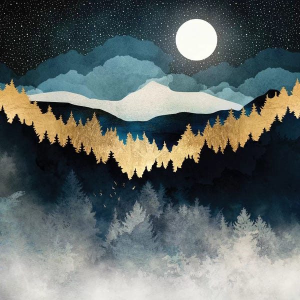 Large Modern Art - Canvas Prints: Indigo Night by SpaceFrog Designs