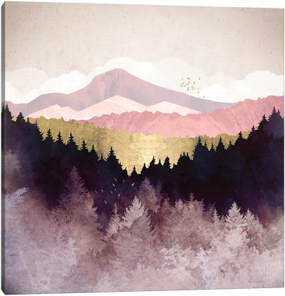 Plum Forest Canvas Art Print - Gold & Pink Art