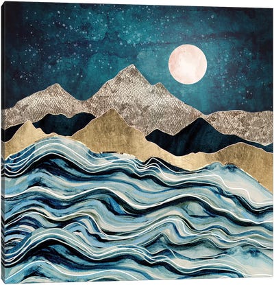 Indigo Sea Canvas Art Print - SpaceFrog Designs