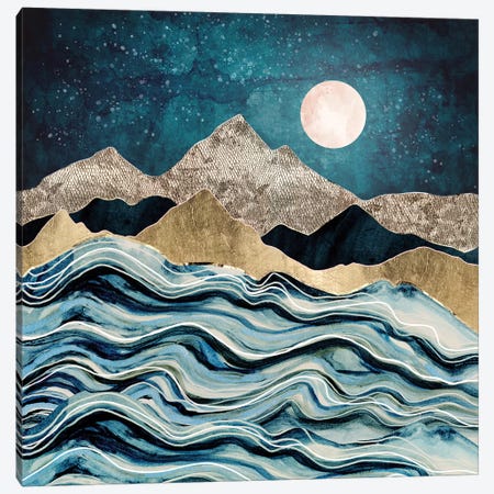 Indigo Sea Canvas Print #SFD178} by SpaceFrog Designs Canvas Art Print