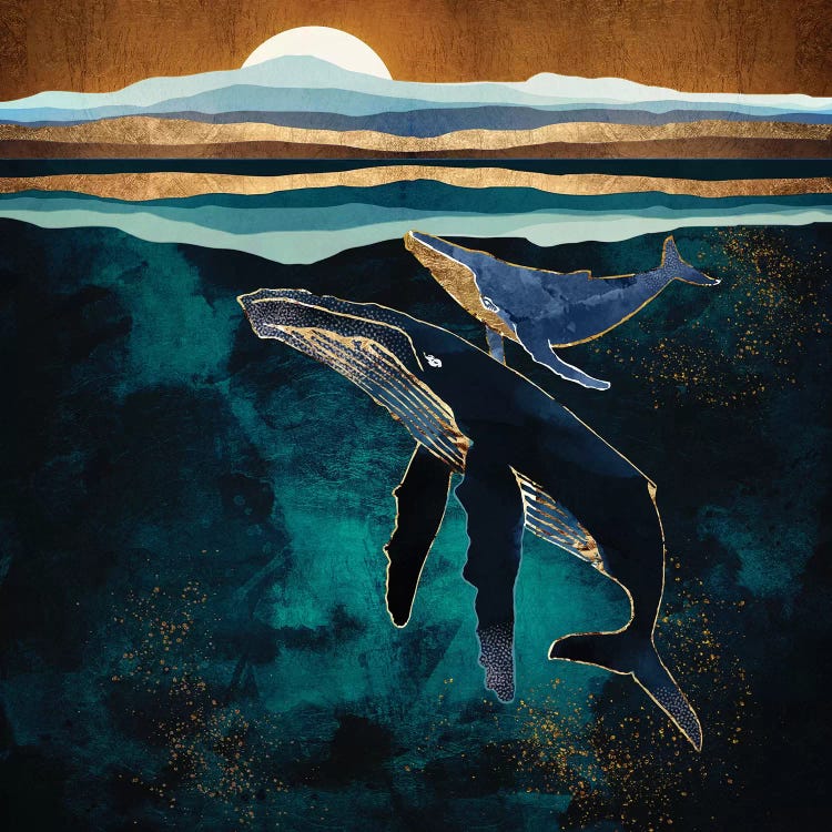 Moonlit Whales by SpaceFrog Designs wall art