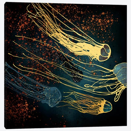 Metallic Jellyfish Canvas Print #SFD183} by SpaceFrog Designs Canvas Wall Art
