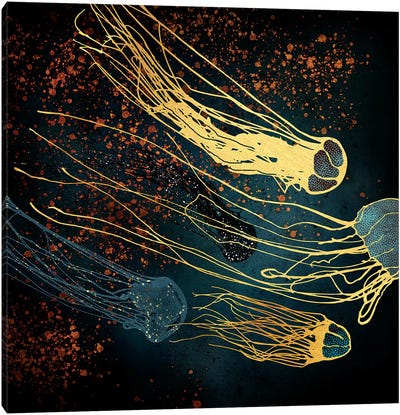 Metallic Jellyfish Canvas Art Print - Jellyfish Art
