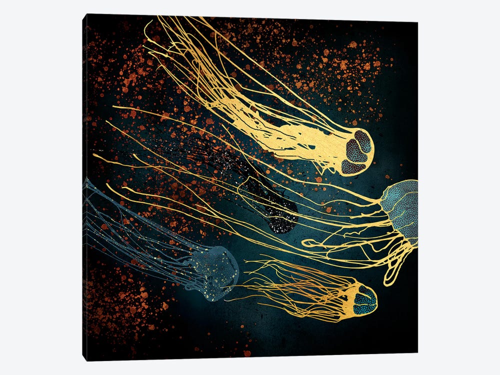 Metallic Jellyfish by SpaceFrog Designs 1-piece Canvas Print