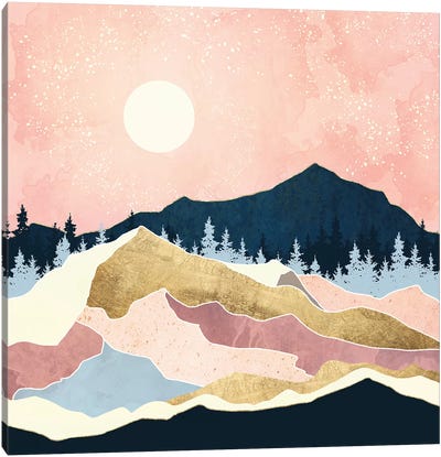 Coral Sunset Canvas Art Print - Rose Gold Art