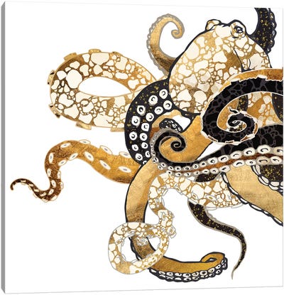 Metallic Octopus Canvas Art Print - Kids Nautical Art